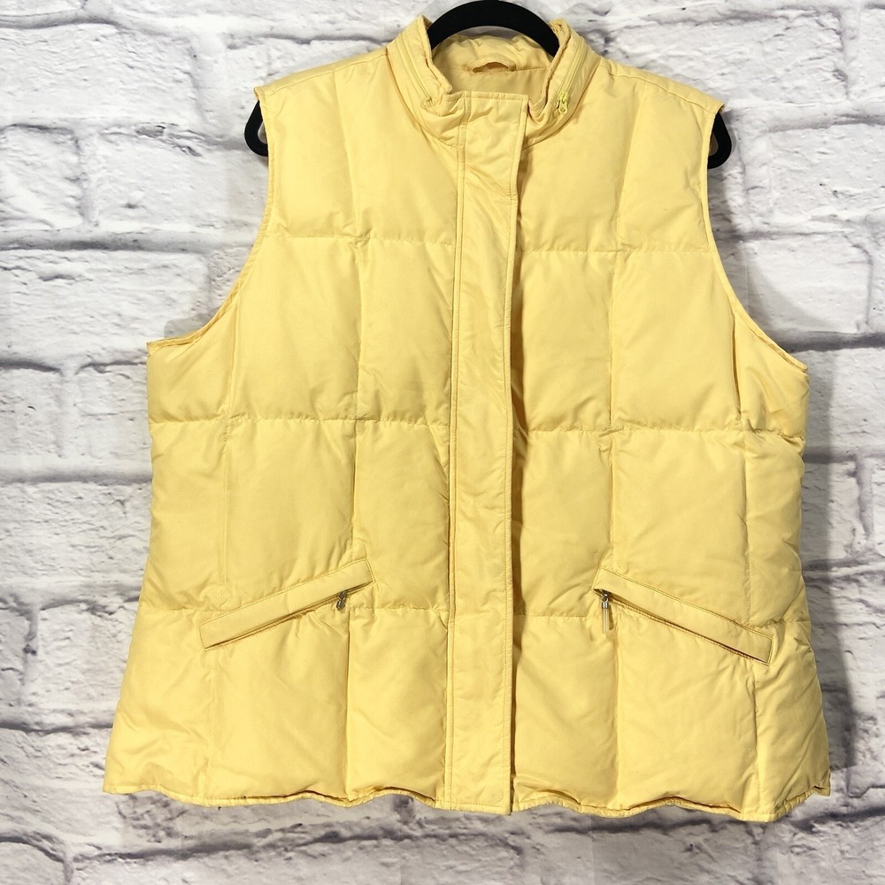 Vintage Talbots Jacket Women's XL Yellow Vest Quilted Snap Full Zip
